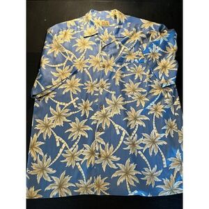 Jos A Bank Men's Silk Tropical Palm Tree Button Down Shirt‎ Size L
